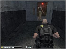 Teraz udaj się do pierwszego pomieszczenia po prawej (#1) - NYC - JBA HQ - Part 3 (3) | Misja 8 w Splinter Cell Double Agent - Tom Clancys Splinter Cell: Double Agent - poradnik do gry