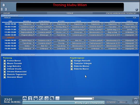 Tworzenie harmonogramu treningów cz. 2 - Tworzenie harmonogramu | Trening Championship Manager 2007 - Championship Manager 2007 - poradnik do gry