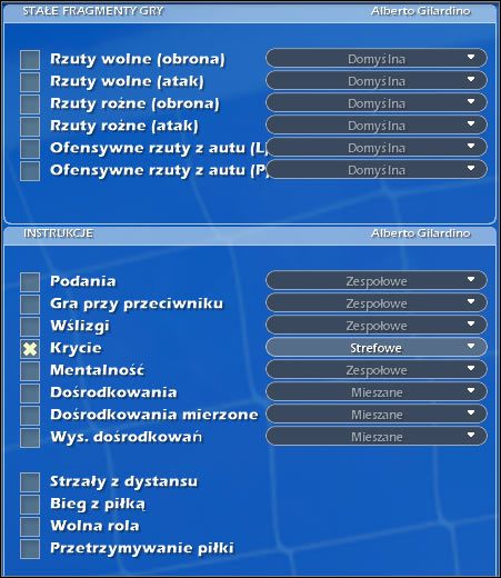 Instrukcje dla zawodnika. - Ustal instrukcje dla zawodnika | Taktyka Championship Manager 2007 - Championship Manager 2007 - poradnik do gry