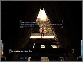 Po luźno położonych deskach do ściany szczytowej, skok na linę i zeskok na taras. - The Gate of Stonehelm (1) | Rozdział 1 | Dark Messiah of Might and Magic - Dark Messiah of Might and Magic - poradnik do gry