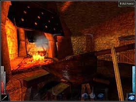 Kierujemy strumień powietrza z dmuchawy na żar i pojawia się ogień! - Dead Mans Trail (5) | Rozdział 3 | Dark Messiah of Might and Magic - Dark Messiah of Might and Magic - poradnik do gry