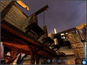 Ta lina to jedyna droga, by wydostać się z tego miejsca, ale moja uwagę przykuwają pozostałe podesty. - City of Flame (1) | Rozdział 9 | Dark Messiah of Might and Magic - Dark Messiah of Might and Magic - poradnik do gry