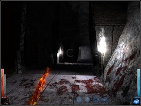 Ślady krwi znaczą miejsca starć z strażnikami Black Guard. Podążam schodami w dół. - In the House of Ashes (6) | Rozdział 8 | Dark Messiah of Might and Magic - Dark Messiah of Might and Magic - poradnik do gry