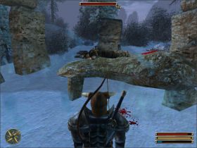 Kamień przodków Bereka jest przy ciele Nordmarczyka zamordowanego na ołtarzu przez grupę Orków (nieopodal samego grobowca) - Nordmar - Klan Ognia (1) | Questy | Solucja Gothic 3 - Gothic 3 - poradnik do gry