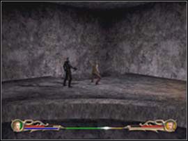 Teraz wróć do mostu i wespnij się na gzyms, po czym stwórz sobie drogę, wysuwając bloki skalne ze ściany - Darzas fortress | Poziomy | Eragon - Eragon - poradnik do gry