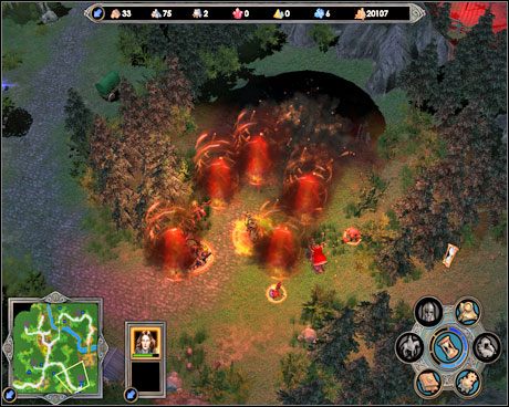 Po wykonaniu wszystkich celów pojawi się armia demonów. Nie obawiaj się. To nieszkodliwy, mały oddział. - Misja 2 - Podejrzenie | Kampania 1 HoMM V Kuźnia Przeznaczenia - Heroes of Might & Magic V: Kuźnia Przeznaczenia - poradnik do gry