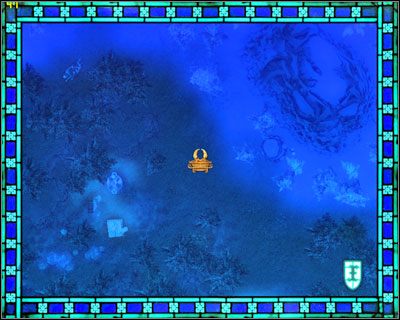 Zachodnia strona mapy. Charakterystyczny szkielet w północno zachodnim skraju obrazka. Pogranicze trawy i śniegu. - Misja 5 - Laszlo | Kampania 2 HoMM V Kuźnia Przeznaczenia - Heroes of Might & Magic V: Kuźnia Przeznaczenia - poradnik do gry