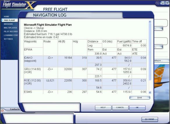 Navigation Log. - Microsoft Flight Simulator X: Planowanie trasy | Boeing 737-800 - Microsoft Flight Simulator X - poradnik do gry