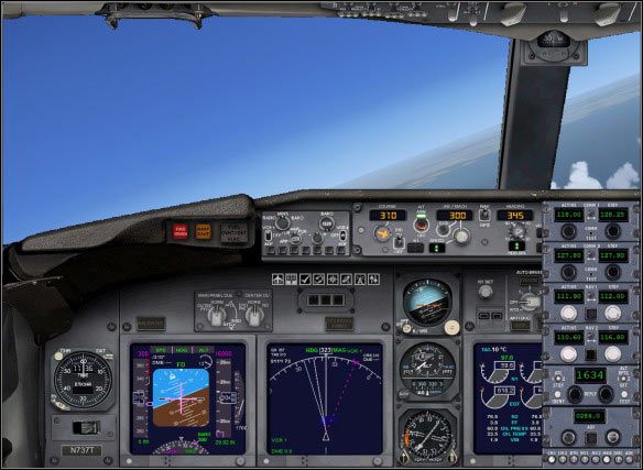 Na poniższym obrazku widać wszystkie nasze ustawienia (kurs, heading, prędkość, pułap). - Microsoft Flight Simulator X: Przygotowanie do lądowania | Boeing 737-800 - Microsoft Flight Simulator X - poradnik do gry