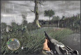 W pewnym momencie wytoczy się w waszym kierunku płonąca ciężarówka (#1) - [Rozdział II] The Island cz.2 | Call of Duty 3 - Call of Duty 3 - poradnik do gry