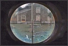 Na samej górze, po rozprawieniu się z przebywającymi wewnątrz wrogami, podnieście snajperkę i podejdźcie do okna (#1) - [Rozdział II] The Island cz.2 | Call of Duty 3 - Call of Duty 3 - poradnik do gry