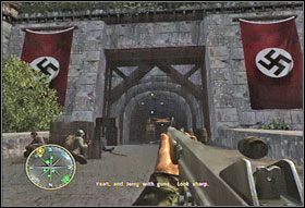 Najpierw rozprawcie się z nazistami, którzy zajmują znajdujący się na południu budynek (#1) - [Rozdział IV] Mayenne Bridże cz.1 | Call of Duty 3 - Call of Duty 3 - poradnik do gry