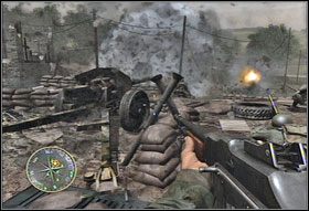 Ostatni moździerz (#2) znajduje się najdalej - [Rozdział XIV] Closing the Gap cz.2 | Call of Duty 3 - Call of Duty 3 - poradnik do gry