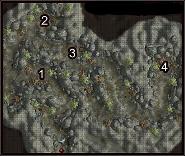 W punkcie (1) znajdziesz część mechanizmu, z której pomocą otworzysz drzwi w (3) - Misje poboczne (1) | Misje poboczne | Neverwinter Nights 2 - Neverwinter Nights 2 - poradnik do gry
