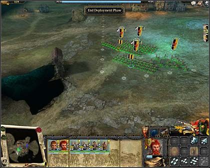 Początkowe rozstawienie wojsk, choć jak teraz na to patrzę, to można było ustawić halabardników przed strzelcami. :) - Akt I Misja 3 - Obrona miasta | Imperium | Warhammer Mark of Chaos - Warhammer: Mark of Chaos - poradnik do gry