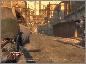 Gdyby stało się tak, że niektórzy bandyci skryliby się przy wozach, mógłbyś spróbować zaskoczyć ich od lewej strony (#1) - [Misja 1.1] Mexican Border - Inbound cz.4 | Tom Clancys Rainbow Six Vegas - Tom Clancys Rainbow Six Vegas - poradnik do gry