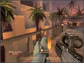 W pierwszej kolejności radziłbym wcisnąć klawisz prawej akcji, tak aby drużyna opuściła się nieco na dół (#1) - [Misja 2.5] Calypso Casino - Extraction cz.1 | Tom Clancys Rainbow Six Vegas - Tom Clancys Rainbow Six Vegas - poradnik do gry