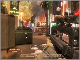 Skorzystaj z lunety, tak aby pozbyć się wszystkich tych wrogów, których nie mogłeś wcześniej dojrzeć (#1) - [Misja 3.2] Downtown Vegas - Fremont cz.2 | Tom Clancys Rainbow Six Vegas - Tom Clancys Rainbow Six Vegas - poradnik do gry