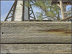 Po znalezieniu się w ukazanym na screenie miejscu (#1) będziesz mógł bez żadnych obaw zeskoczyć na ziemię - New Orleans - Pościg (1) | Rozdział 4 Sherlock Holmes Przebudzenie - Sherlock Holmes: Przebudzenie - poradnik do gry