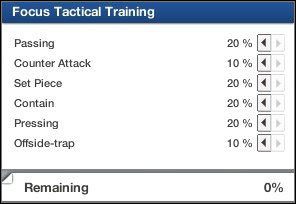 Focus Tactics Training działa na identycznej zasadzie, jednak wybieramy spośród innych składowych współczynników - Trening (2) | Drużyna FIFA Manager 07 - FIFA Manager 07 - poradnik do gry