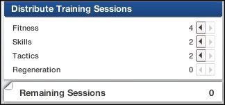 W Distribute Training Sessions przydzielmy ile sesji treningowych ma być poświęconych na trening danego elementu gry - Trening (2) | Drużyna FIFA Manager 07 - FIFA Manager 07 - poradnik do gry