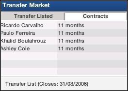 Transfer market ma za zadanie przedstawienie naszych zawodników, którym kończą się kontrakty, a także tych, którzy zostali wystawieni na listę transferową - Główny Ekran (2) | Początek FIFA Manager 07 - FIFA Manager 07 - poradnik do gry