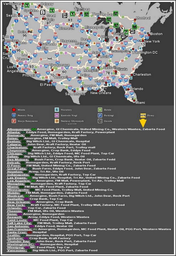 1 - Mapa USA | 18 Wheels of Steel Haulin - 18 Wheels of Steel: Haulin - poradnik do gry
