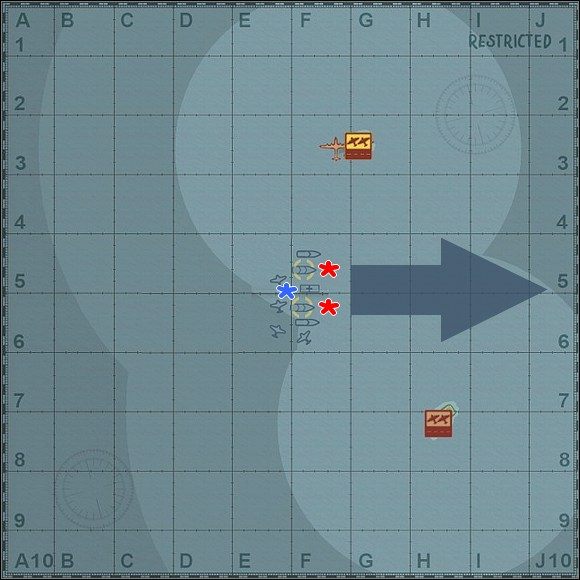 Misja ta staje się łatwiejsza jeśli najpierw weźmiemy się za aliancki lotniskowiec płynący pomiędzy oboma brytyjskimi pancernikami i szybko go zatopimy (*) (przy okazji realizując cel ukryty) - Misja 3 - Attack on Force Z | Wyzwania samoloty | Battlestations Midway - Battlestations: Midway - poradnik do gry