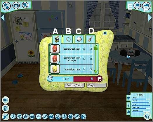 Suchy pokarm i jedzenie w puszkach ( A ) - Sklep i ekwipunek | Dodatkowe opcje | Dogz - Dogz (2006) - poradnik do gry