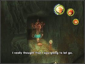 Następnie, skacząc w lewą stronę, dotrzesz do machiny, a za jej pomocą odblokujesz guziki w okolicy pozostałych członków drużyny - [ETAP XI] Under the house cz.1 | Artur i Minimki - Artur i Minimki - poradnik do gry