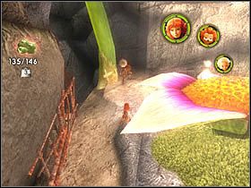 Znów pokonaj kładkę, lecz tym razem wszystkimi i zapisz grę w pobliskim kwiatku - [ETAP IX] Lost in the Seven Lands - II cz.5 | Artur i Minimki - Artur i Minimki - poradnik do gry