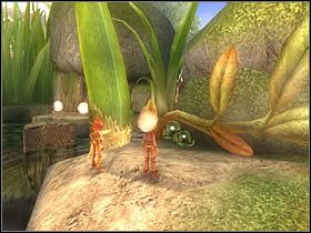 Droga do docelowych drzwi prowadzi przez drewniane bloki, które wtrącałeś do wody i po trawie, którą należy przewrócić - [ETAP IX] Lost in the Seven Lands - II cz.4 | Artur i Minimki - Artur i Minimki - poradnik do gry