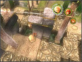 Stąd możesz wskoczyć Arturem na pobliskie drążki i idąc nimi - [ETAP IX] Lost in the Seven Lands - II cz.2 | Artur i Minimki - Artur i Minimki - poradnik do gry