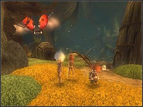 Po kilku chwilach powinieneś dotrzeć do miejsca, gdzie charakterystycznym elementem będzie latająca biedronka (w pobliżu znajdziesz również kwiat zapisu) - [ETAP IV] On the road to Necropolis cz.5 | Artur i Minimki - Artur i Minimki - poradnik do gry