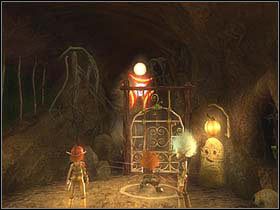 Kolejnym problemem będzie zamknięta brama, lecz tę otworzysz, stojąc w białym okręgu i strzelając Betamecheem - [ETAP II] Attack of the Henchmen cz.2 | Artur i Minimki - Artur i Minimki - poradnik do gry