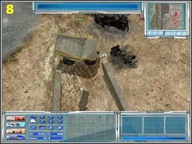 Inne wydostaniemy spod gruzów, korzystając z podnośnika hydraulicznego lub nożyc hydraulicznych (trzeba między innymi uwolnić poszkodowanych z kabiny (7) oraz z uszkodzonego wozu (8) ) - [Misja 13] Katastrofa w kopalni! | Emergency 4 Global Fighters For Life - Emergency 4: Global Fighters For Life - poradnik do gry