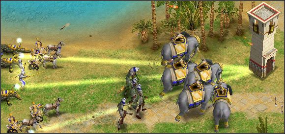 W skład przedziału oblężniczego w dolinie Nilu wchodzą katapulty i ruchome wieże - Zarys ogólny | Mitologia egipska | Age of Mythology - Age of Mythology - poradnik do gry