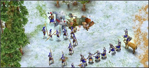 Jak olbrzym skupia się na herosie, można włączyć do walki innych. - Scenariusz 24 - Nie stąd | Kampania | Age of Mythology - Age of Mythology - poradnik do gry