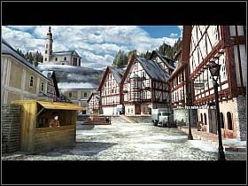 Podchodzi więc do zamkniętych drzwi usytuowanego naprzeciwko zakładu krawieckiego - Rynek, gospoda, ulice (1) - Heigerloch - Undercover: Operation Wintersun - poradnik do gry