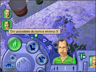 Jeśli chcesz dowiedzieć się, ile dni pozostało do zakończenia danej pory roku, należy najechać myszką na ukazane na zdjęciu ikonki. - Cztery pory roku - wstęp | Zmiany | The Sims 2 Cztery Pory Roku - The Sims 2: Cztery pory roku - poradnik do gry