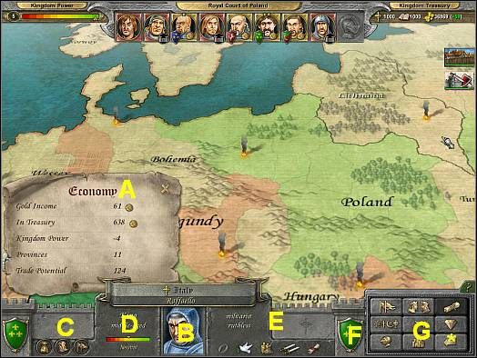 Ikony informacyjne ( C ) - Ikony te są podstawą wywiadu względem wybranego imperium - Dyplomacja i handel | Podstawy gry Knights of Honor - Knights of Honor - poradnik do gry