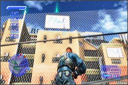 Przeskocz płot, wdrap się na wspomnianą budowlę, a będziesz już niedaleko Violetty - Violetta Santo Maria Sanchez | Los Muertos | Crackdown - Crackdown - poradnik do gry