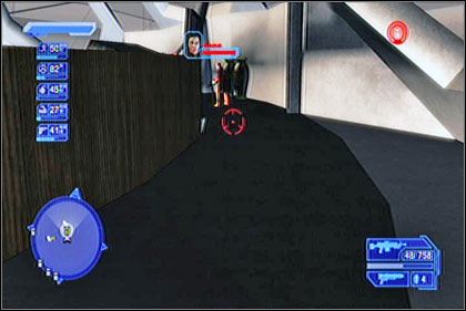 Żeby wydostać się na zewnątrz, cofnij się do dużej kopuły, gdzie za pomocą wyrzutni rakiet rozwal tylne drzwi - Thadeous Oakley | Shai-Gen | Crackdown - Crackdown - poradnik do gry