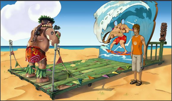 Stojący w pobliżu automat do pamiątkowych fotografii mógł się przydać do zrobienia zdjęcia Briana - Surfując na Mala (4) | Rozdział II | Runaway 2 Sen Żółwia - Runaway 2: Sen Żółwia - poradnik do gry