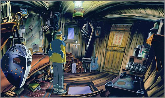 Brian ruszył w stronę rzeki, a w połowie drogi skręcił w kierunku widocznej w oddali wieży strażniczej, służącej za tymczasowe schronienie Bena - Ten kto wie, nie mówi (2) | Rozdział IV | Runaway 2 Sen Żółwia - Runaway 2: Sen Żółwia - poradnik do gry