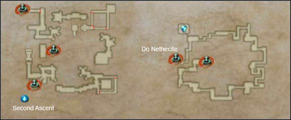 Na mapie poza zwykłymi obszarami zaznaczone są też te ukryte. Czerwone kreski oznaczają fałszywe ściany. - Third Ascent | Część III | Solucja Final Fantasy XII - Final Fantasy XII - poradnik do gry