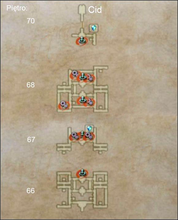 Tryby pokazują pomieszczenia, w których znajdziesz konsole służące do otwierania drzwi, a strzałki skierowane do góry to symbole wind. - Draklor Laboratory | Część II | Solucja Final Fantasy XII - Final Fantasy XII - poradnik do gry