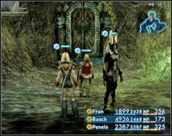 Idź na północ (wg mapy tu zamieszczonej - w prawo), aż dojdziesz do wielkich kamiennych drzwi: Gate of the Soul Ward - Sochen Cave Palace | Część II | Solucja Final Fantasy XII - Final Fantasy XII - poradnik do gry