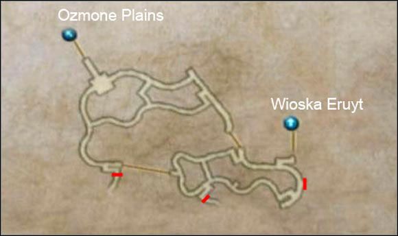 Czerwone kreski oznaczają blokady stojące na Twojej drodze i uniemożliwiające wejście w głąb dżungli. Będziesz w stanie je ominąć, ale jeszcze nie teraz. - Golmore Jungle | Część II | Solucja Final Fantasy XII - Final Fantasy XII - poradnik do gry