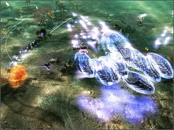 Uderzenie z powietrza w wykonaniu kilkunastu Dewastatorów. Po tym ataku GDI nie pozbiera się do końca gry. - Scrin - Granica 19 | Command & Conquer 3 Wojny o Tyberium - Command & Conquer 3: Wojny o Tyberium - poradnik do gry